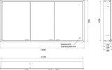 EMCO prime slim Lichtspiegelschrank 1400 mm, 3 Türen, Unterputz, LED, Touchsteuerung, alu/spiegel