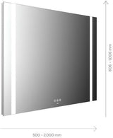 EMCO LED-Lichtspiegel MI 500+ mit Touch-Bedienfeld, 1000 x 606 mm, zwei Lichtausschnitte, 2700–6500 K