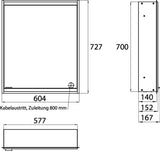EMCO prime 2 LED-Lichtspiegelschrank 600 mm, 1 Tür, Unterputz, Aluminium – dimmbar, IP20