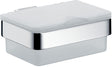 EMCO Feuchtpapierhalter LOFT 00101 – Kunststoffbox in Weiß/Chrom mit Deckel und Toilettenpapierhalter