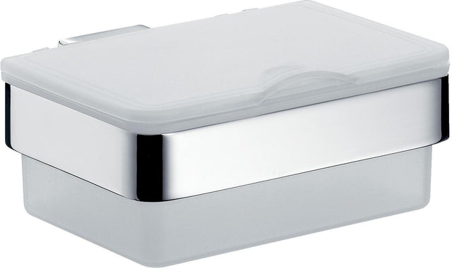 EMCO Feuchtpapierhalter loft 01600 – Kunststoffbox mit Deckel, weiß & Edelstahl-Optik