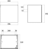 EMCO evo Waschtisch-Unterschrank 396 mm optiwhite Glasfront mit Griff rechts