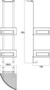 EMCO Türetagere SYSTEM 2 mit 2 tiefen Eckkörben in Chrom – 703 mm, verschiebbar