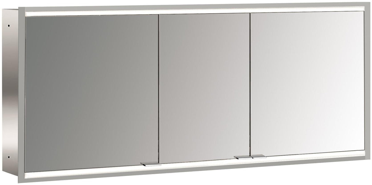 EMCO prime 2 LED-Lichtspiegelschrank 1600 mm, 3-türig, Unterputz, Aluminium, Touchsensoren