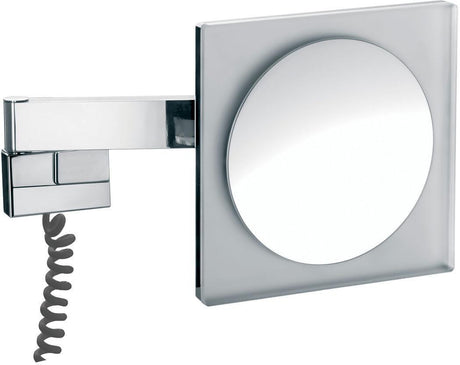 EMCO LED-Rasier-/Kosmetikspiegel eckig Wandmodell Spiralkabel 5-fach chrom