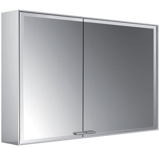 EMCO Lichtspiegelschrank prestige 2 988 mm Aufputz, breite Tür rechts, Aluminium