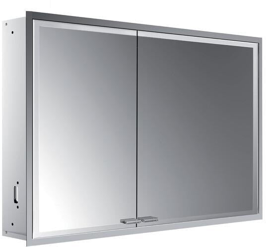 EMCO prestige 2 Lichtspiegelschrank 1015 mm Unterputz, breite Tür rechts, Aluminium