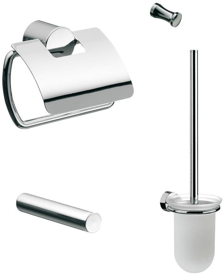 EMCO WC-Set rondo 2 mit Papierhalter, Bürstengarnitur und Haken in Chrom