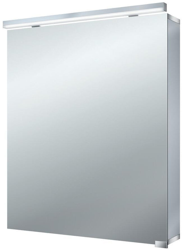 EMCO Lichtspiegelschrank flat LED, 1 Tür, 600 mm, Aluminium, Aufputz, IP44