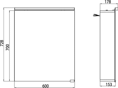 EMCO Lichtspiegelschrank pure 05085 Aufputz, 1 Tür, 600 mm, Aluminium, LED 4000 K