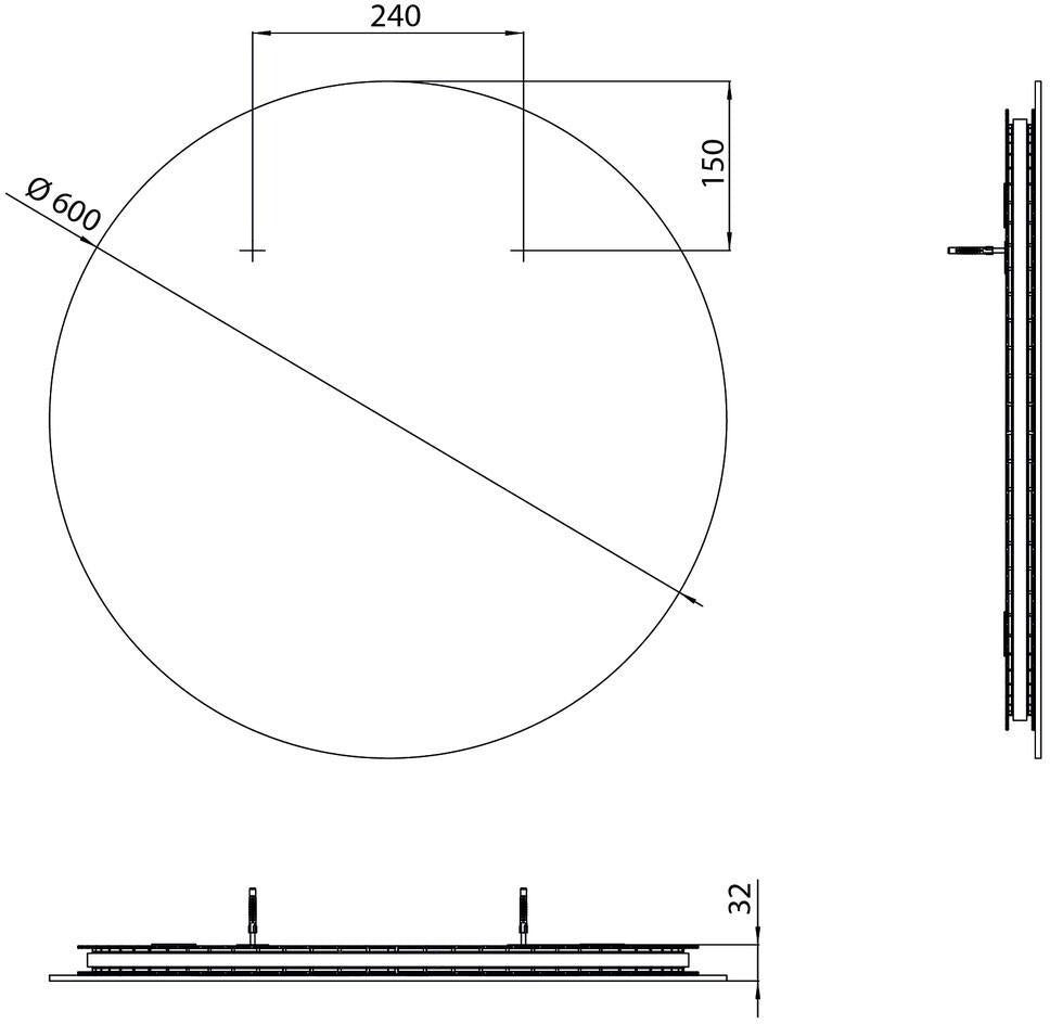EMCO LED-Lichtspiegel Pure 600 mm rund mit Raumsteuerung und schwarzem Stahlrahmen