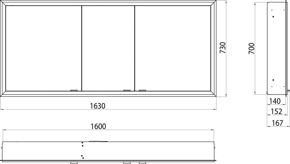 EMCO LED-Lichtspiegelschrank prime 06196 Unterputz, 3 Türen, 1600 mm, Aluminium