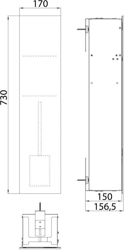 EMCO asis pure WC-Modul Unterputz 730 mm, Anschlag rechts, Glasfront – mit WC-Bürste & Reserverollenhalter