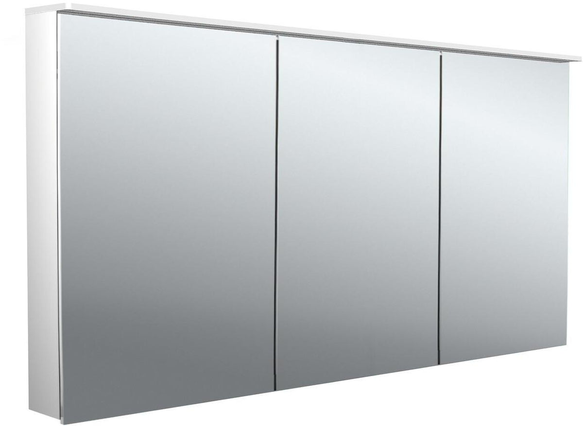 EMCO Lichtspiegelschrank flat 2 Design Aufputz 1400 mm, 3-türig, LED, Aluminium