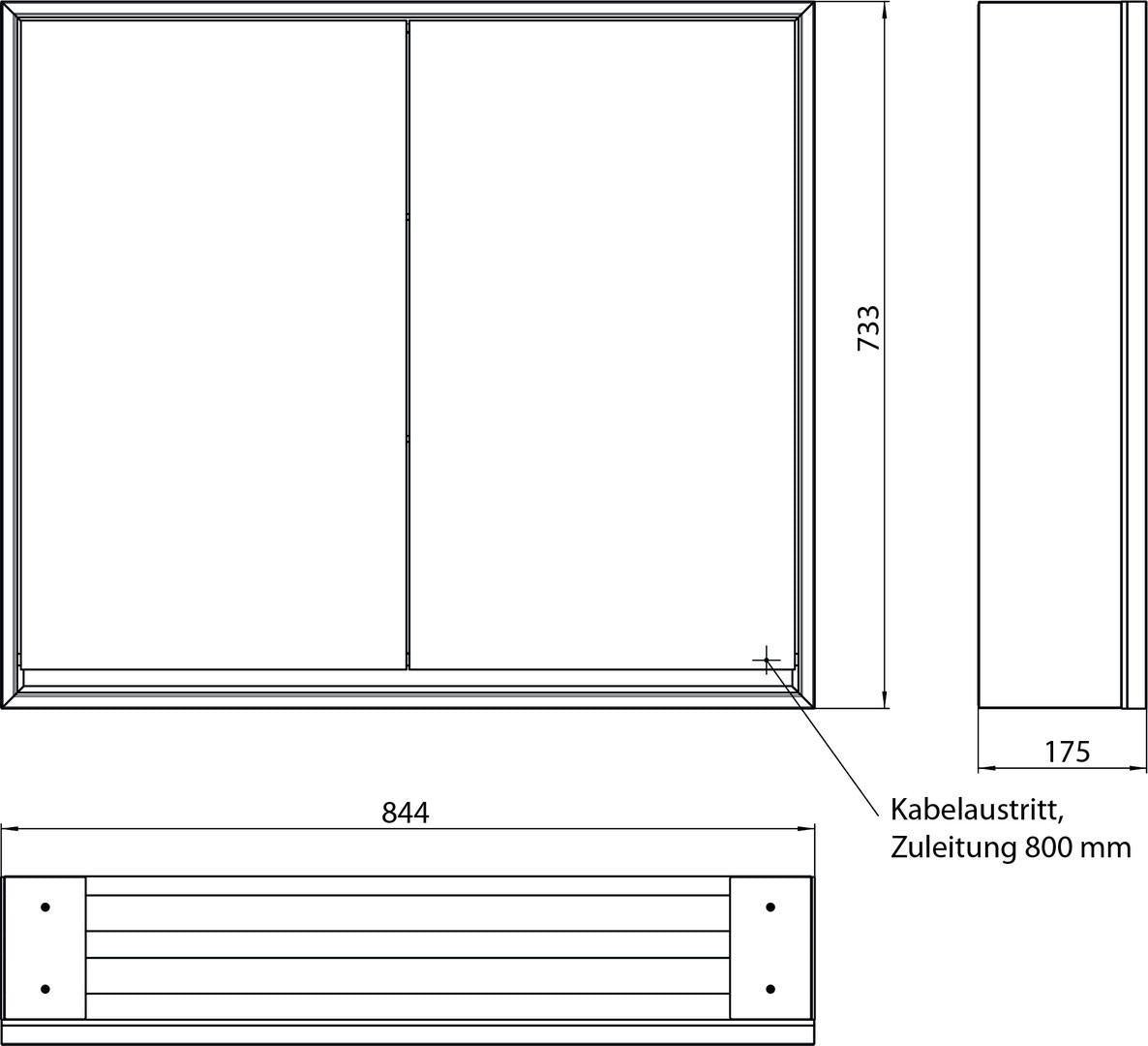 EMCO Lichtspiegelschrank LOFT Aufputz 800 mm, 2-türig, Aluminium, LED, Touch-Bedienfeld