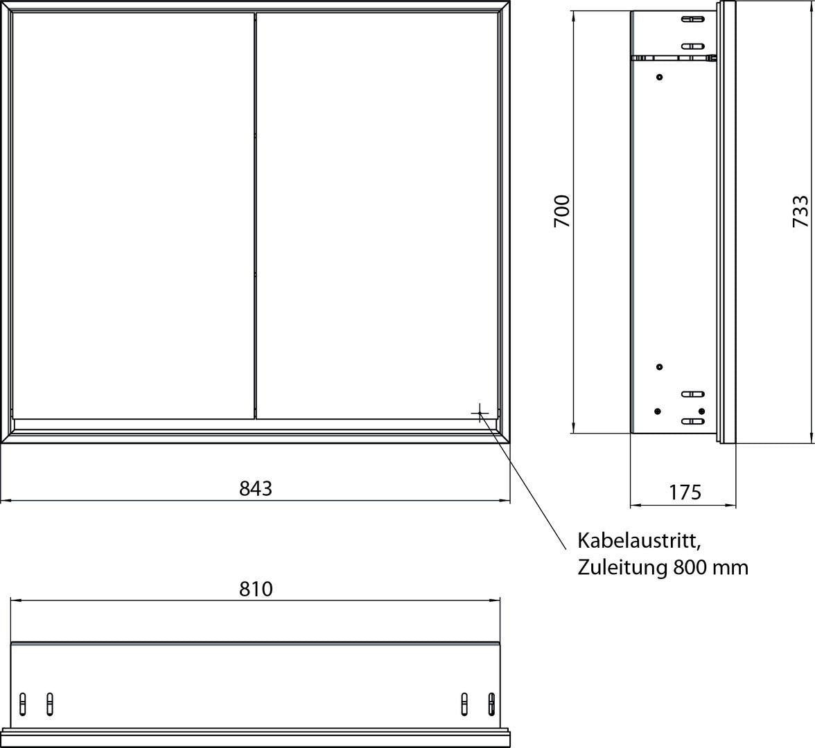 EMCO Bad Lichtspiegelschrank LOFT Unterputz 800 mm, 2-türig, Aluminium, umlaufende LED-Beleuchtung