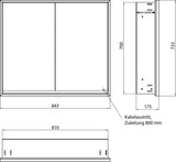 EMCO Bad Lichtspiegelschrank LOFT Unterputz 800 mm, 2-türig, Aluminium, umlaufende LED-Beleuchtung
