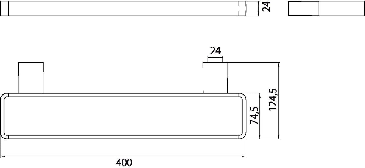 EMCO Relingsystem LOFT 400 mm Chrom – Ablage mit 3 Glasaufnahmen für das Badezimmer