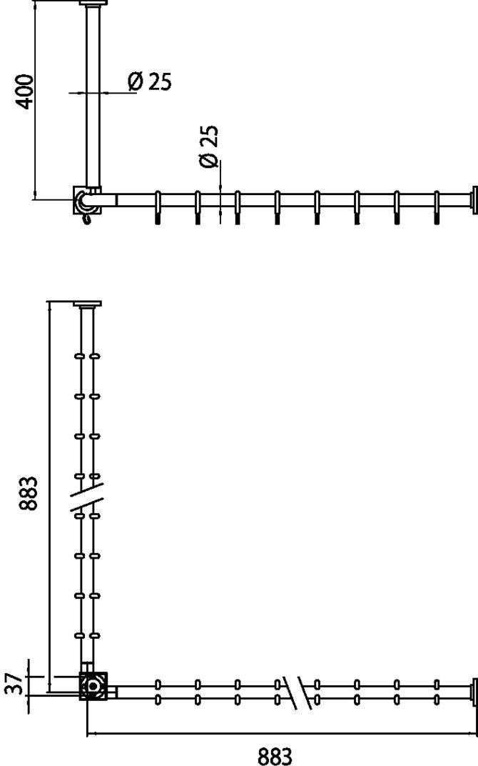 EMCO Duschvorhang-Set System 2 900 mm Eckstange in Chrom – mit Deckenstütze & 18 Ringen