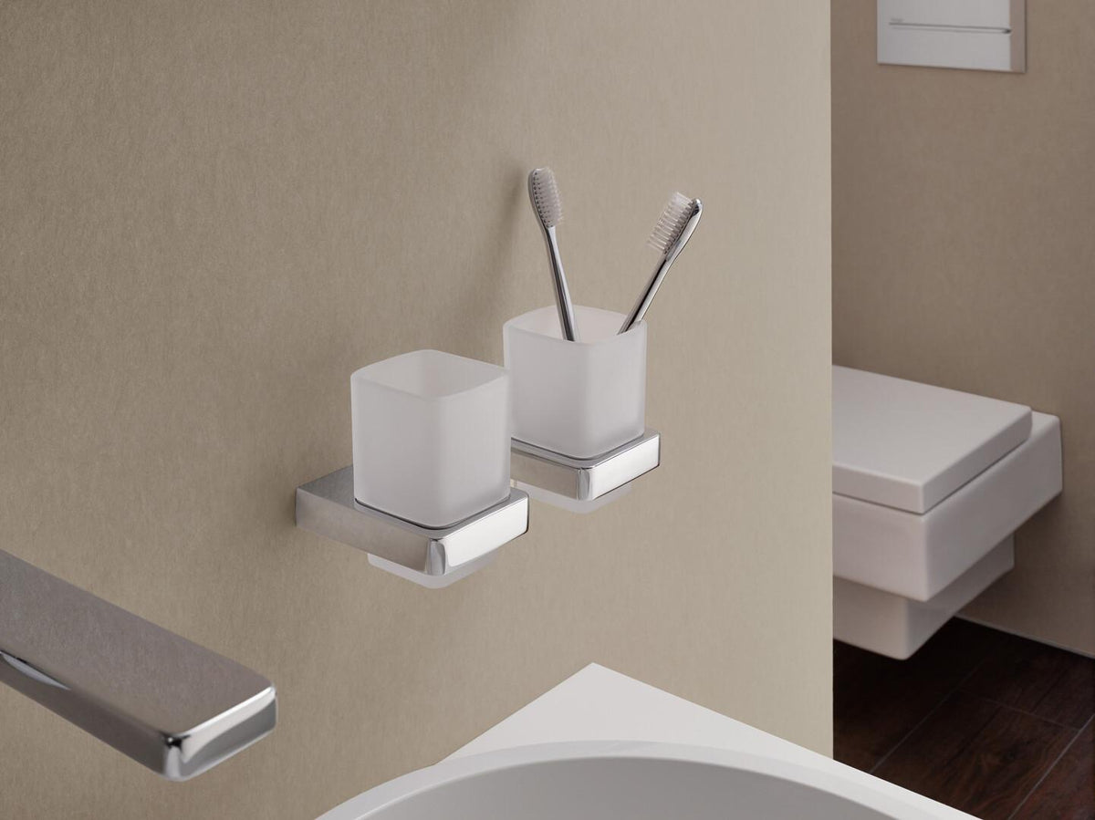 EMCO Glashalter trend 00100 aus Kristallglas satiniert mit verchromter Wandhalterung