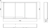 EMCO prime LED-Lichtspiegelschrank 1400 mm, 3-türig, Aufputz, Aluminium, Touchsteuerung