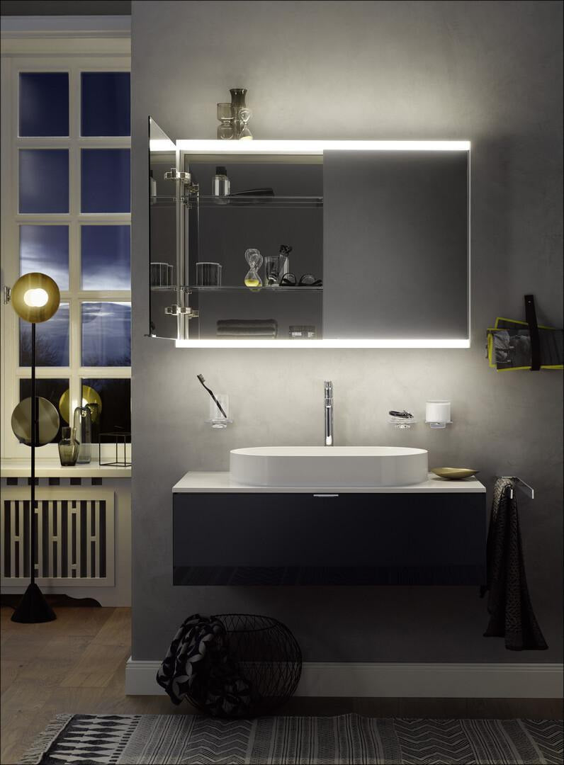 EMCO LED-Lichtspiegelschrank prime 2 600 mm, 2 Türen, Aufputz, Aluminium, dimmbar