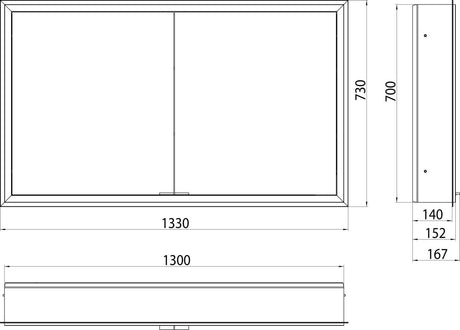 EMCO LED-Lichtspiegelschrank prime 1300 mm Unterputz, 2 Türen, Aluminium, dimmbar, IP20