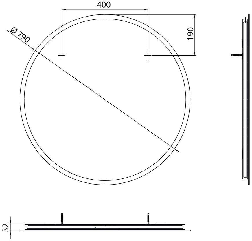 EMCO LED-Lichtspiegel pure+ 790 mm rund mit Spiegelheizung und umlaufender Mattierung