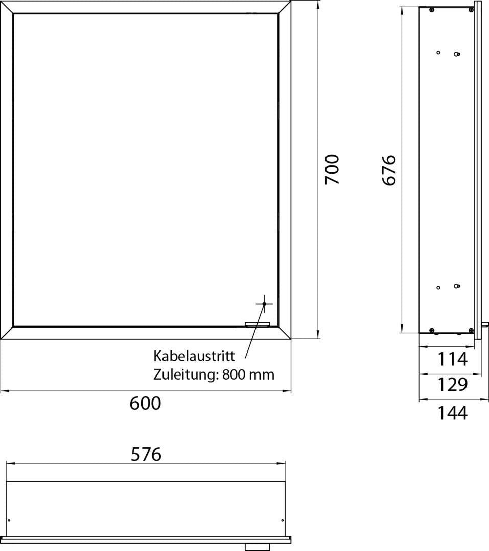 EMCO Lichtspiegelschrank prime slim 08201 Unterputz, 1 Tür links, 600 mm, alu/spiegel