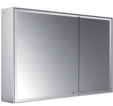 EMCO Lichtspiegelschrank prestige 2 988 mm Aufputz, breite Tür links, Aluminium, LED, Touch, IP44