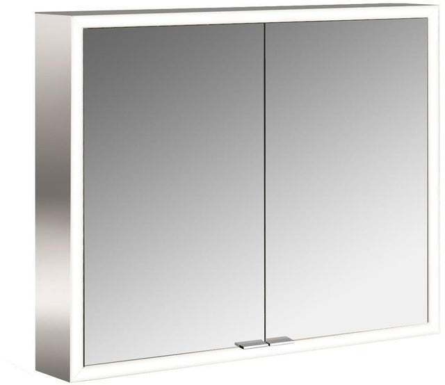 EMCO LED-Lichtspiegelschrank prime 800 mm, 2 Türen, Aufputz, silber eloxiert