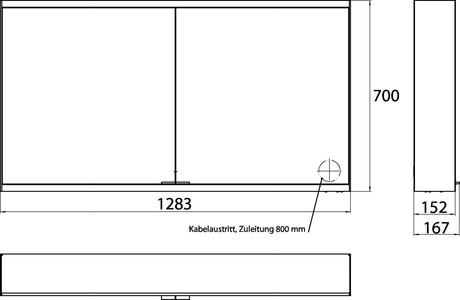 EMCO LED-Lichtspiegelschrank prime 2, 1300 mm, 2 Türen, Aufputz, Aluminium, IP20, 4000K