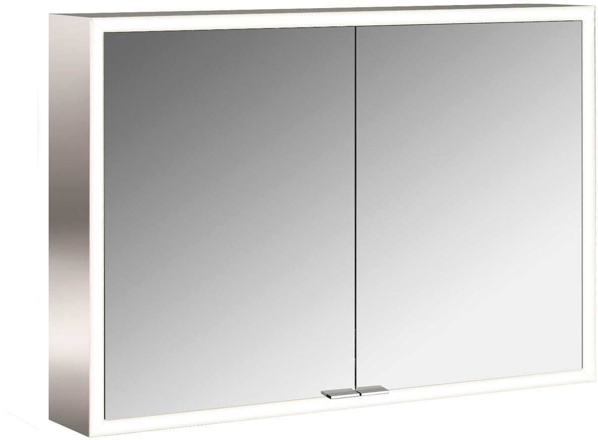 EMCO prime LED-Lichtspiegelschrank 1000 mm, 2-türig, Aufputz, Aluminium, Touchsteuerung