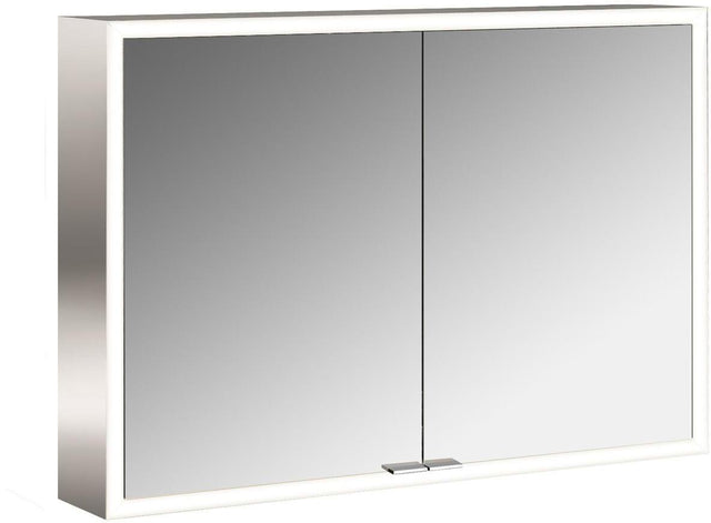 EMCO prime LED-Lichtspiegelschrank 1000 mm, 2-türig, Aufputz, Aluminium, Touchsteuerung