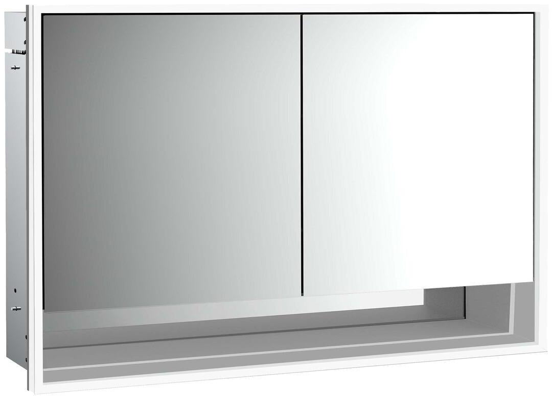 EMCO Lichtspiegelschrank loft 05219 Unterputz, 2-türig, 1200 mm, Aluminium, LED-Beleuchtung, Touch-Bedienfeld