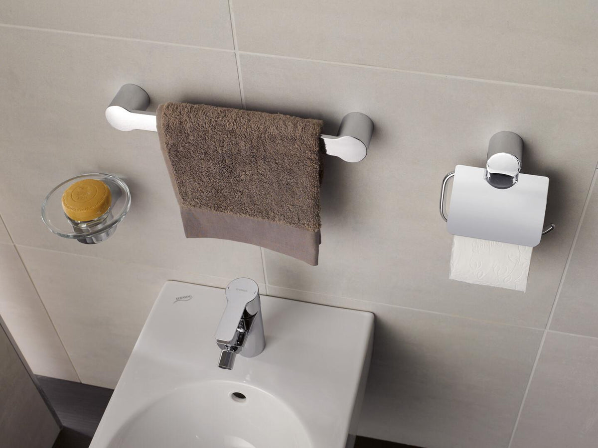EMCO Papierhalter fino 00100 mit Deckel – Chrom, verdeckte Befestigung, Zamak