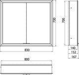 EMCO LED-Lichtspiegelschrank prime 800 mm, 2 Türen, Unterputz, silber eloxiert