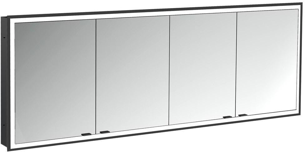 EMCO prime LED-Lichtspiegelschrank 1800 mm, 4-türig, Unterputz, Aluminium