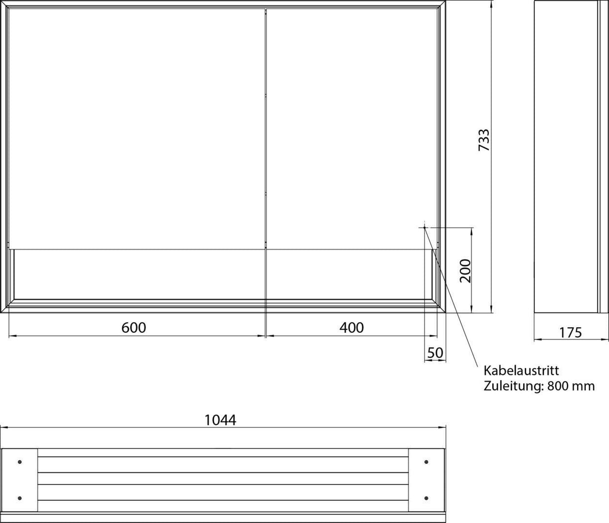 EMCO Lichtspiegelschrank loft 05216 Aufputz 1000 mm Aluminium, 2 Türen, LED, Touch-Bedienfeld
