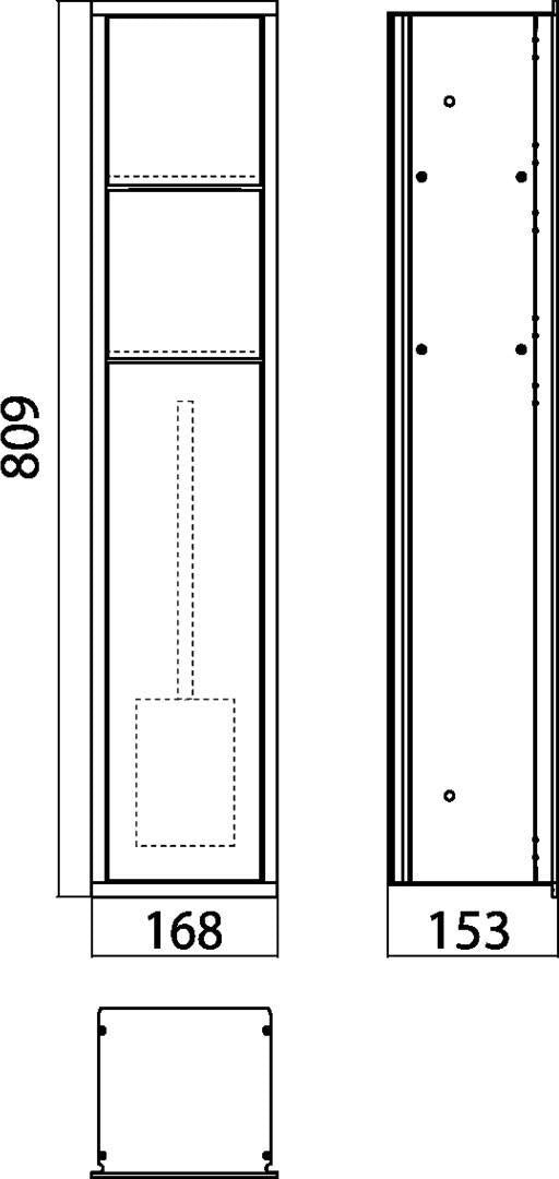 EMCO WC-Modul asis 150 Unterputz, 809 mm, aluminium/aluminium, Anschlag links