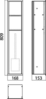 EMCO WC-Modul asis 150 Unterputz, 809 mm, aluminium/aluminium, Anschlag links