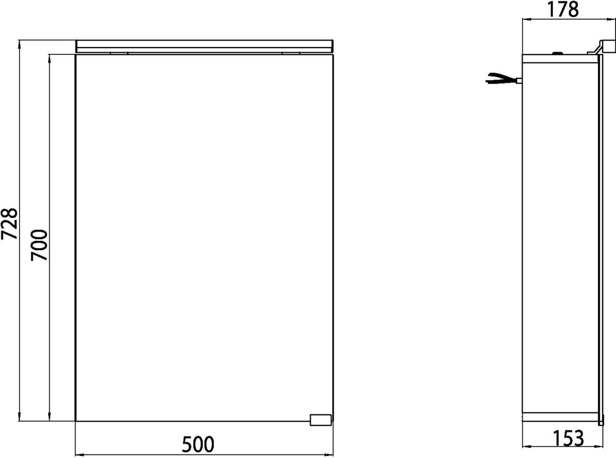 EMCO Lichtspiegelschrank pure 500 mm Aufputz, 1 Tür, LED 4000 K, Aluminium