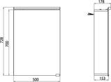 EMCO Lichtspiegelschrank pure 500 mm Aufputz, 1 Tür, LED 4000 K, Aluminium