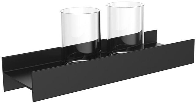 EMCO S 85 Doppelglashalter mit 2 Kristallgläsern, schwarz-matt, Wandmontage