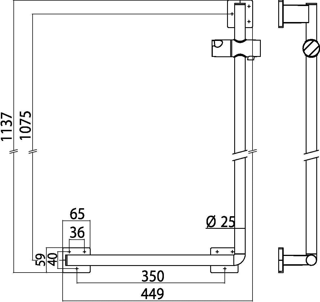 EMCO Dusch-Haltegriff system2 00108 links 1137 mm chrom – Wandmontage