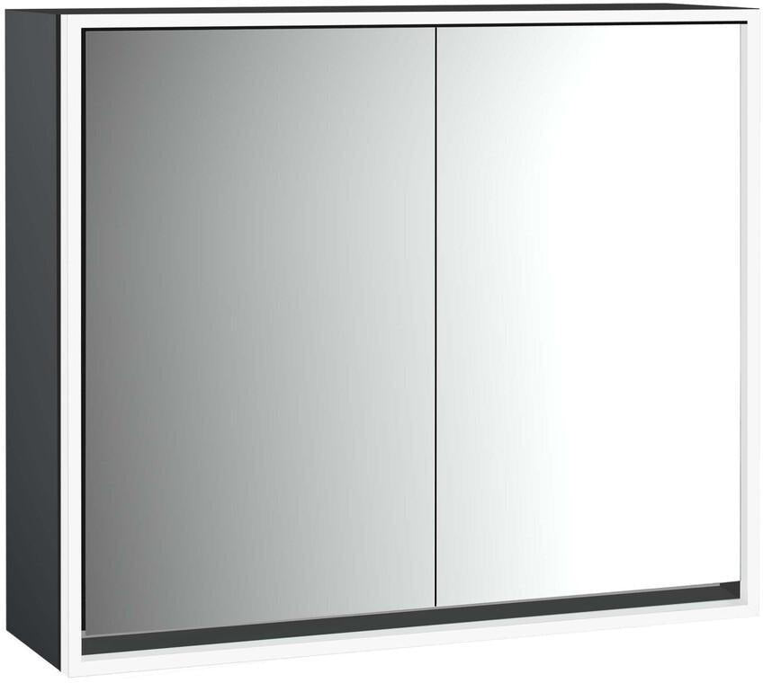 EMCO Lichtspiegelschrank LOFT Aufputz 800 mm, 2-türig, Aluminium, LED, Touch-Bedienfeld