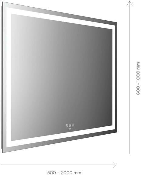 EMCO LED-Lichtspiegel MI 230+ 1000x600 mm mit Touchbedienfeld und umlaufendem Lichtausschnitt