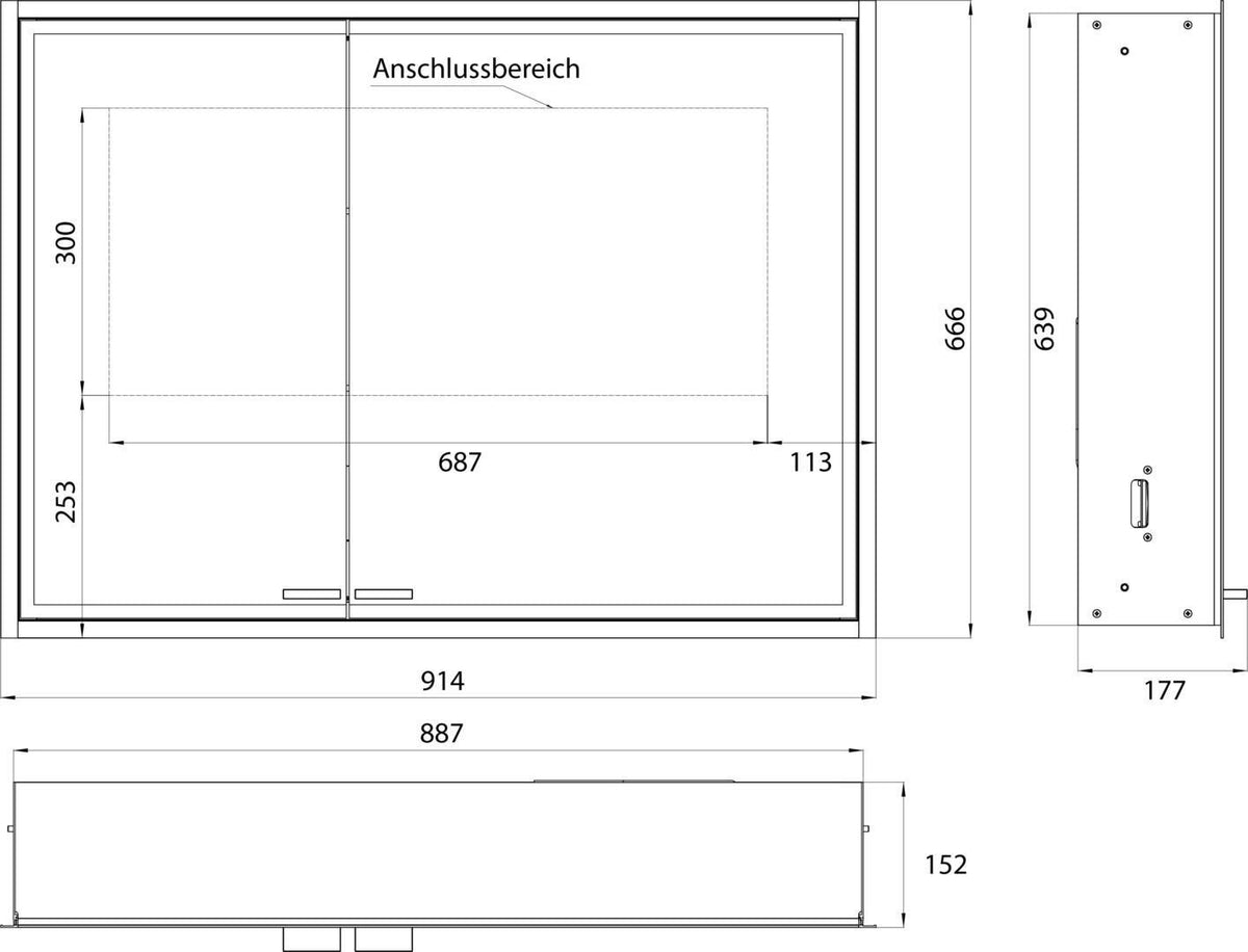 EMCO Lichtspiegelschrank prestige 2 915 mm Unterputz, breite Tür rechts, Aluminium