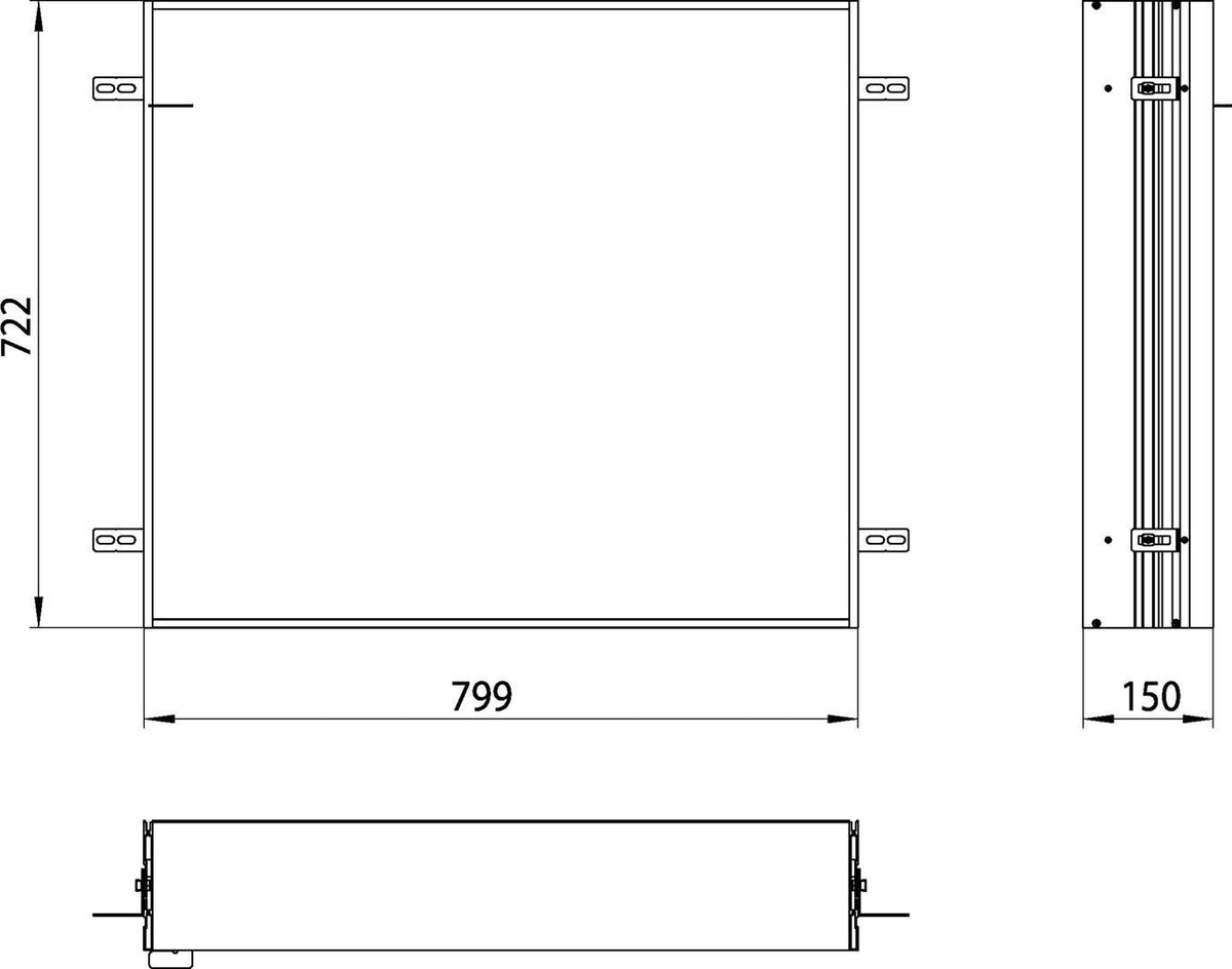 EMCO Einbaurahmen prime 2 00015 für Lichtspiegelschrank 1600 mm – Aluminium silber eloxiert