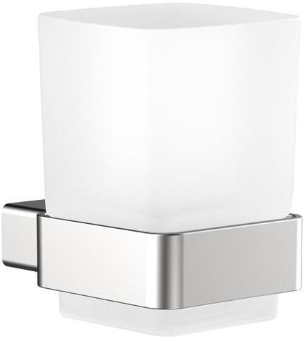 EMCO Glashalter loft 01600 – Wandhalter mit satiniertem Kristallglas, Edelstahl-Optik